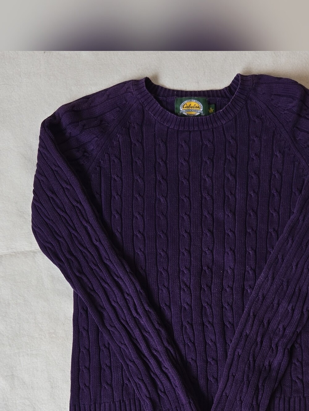Cabela's Men's Purple Cable Knit Crewneck Sweater